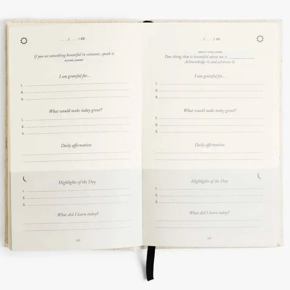 NEW INTELLIGENT CHANGES The Five Minute Journal Hardcover Beige Daily - Picture 4 of 13